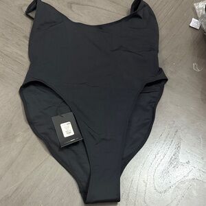 Fashion Nova Black Cut It High Swimsuit